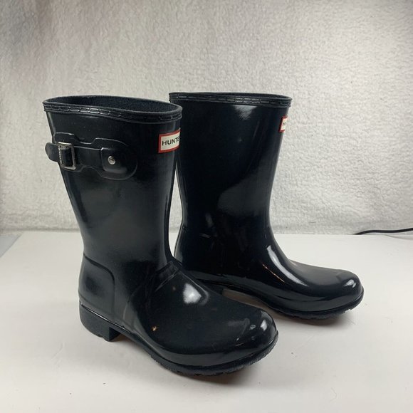 Hunter Original Tall Gloss Pull On Rain‎ Boots Women Size 8 Closed Toe 8025 - Picture 1 of 7